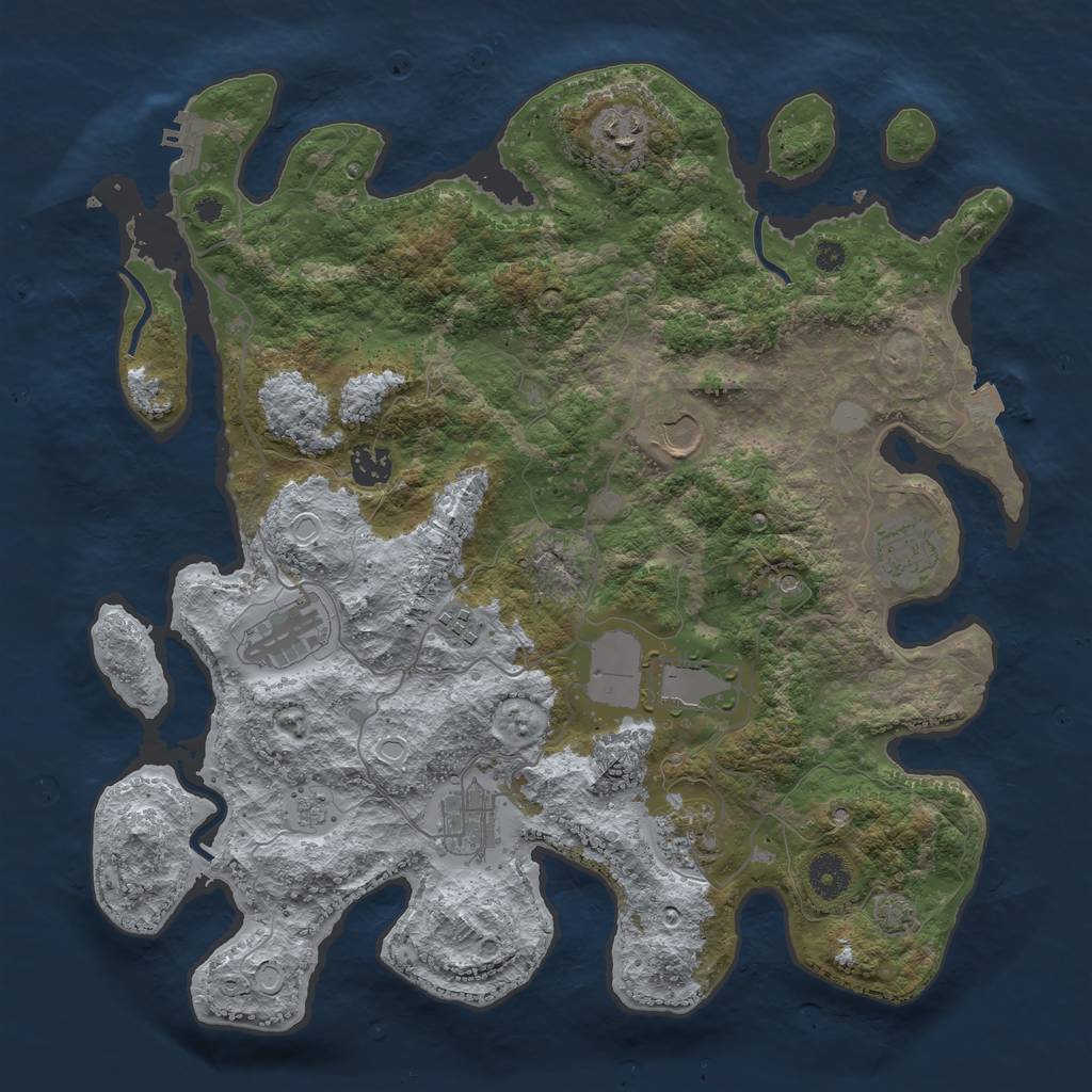 Rust Map: Procedural Map, Size: 3800, Seed: 1795146012, 16 Monuments