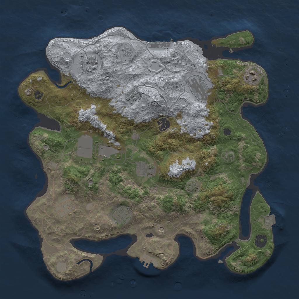 Rust Map: Procedural Map, Size: 3500, Seed: 323978406, 17 Monuments