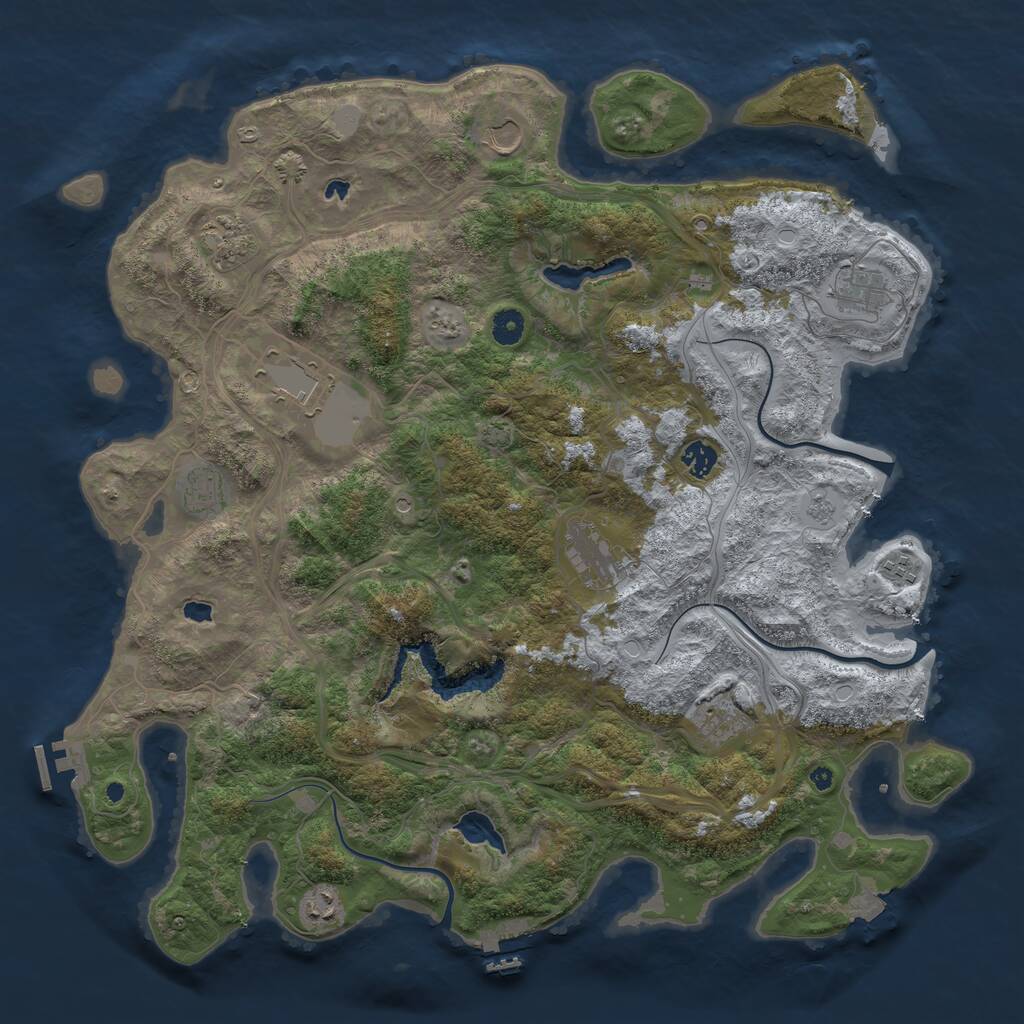 Rust Map: Procedural Map, Size: 4500, Seed: 1181092483, 16 Monuments