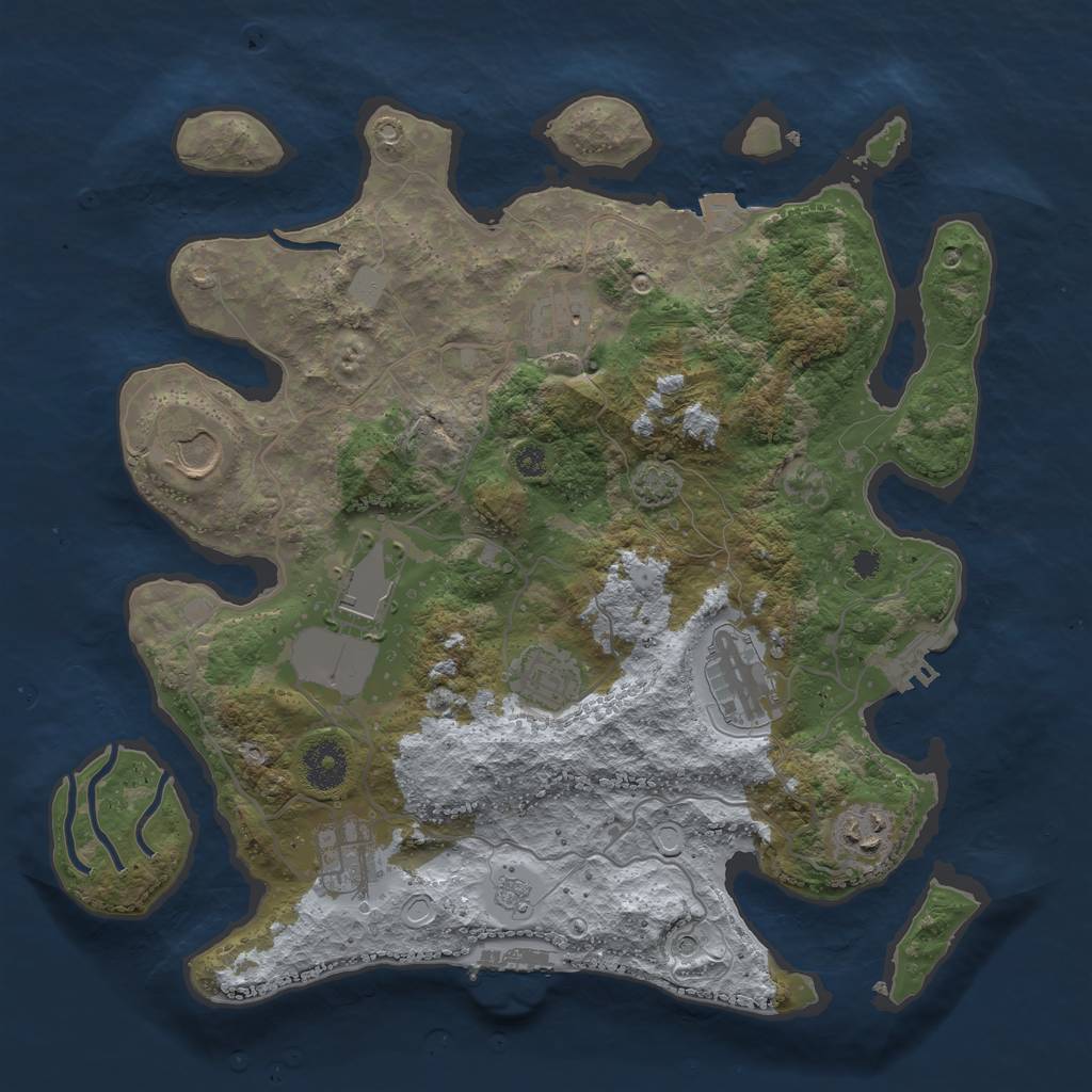 Rust Map: Procedural Map, Size: 3500, Seed: 416246331, 15 Monuments