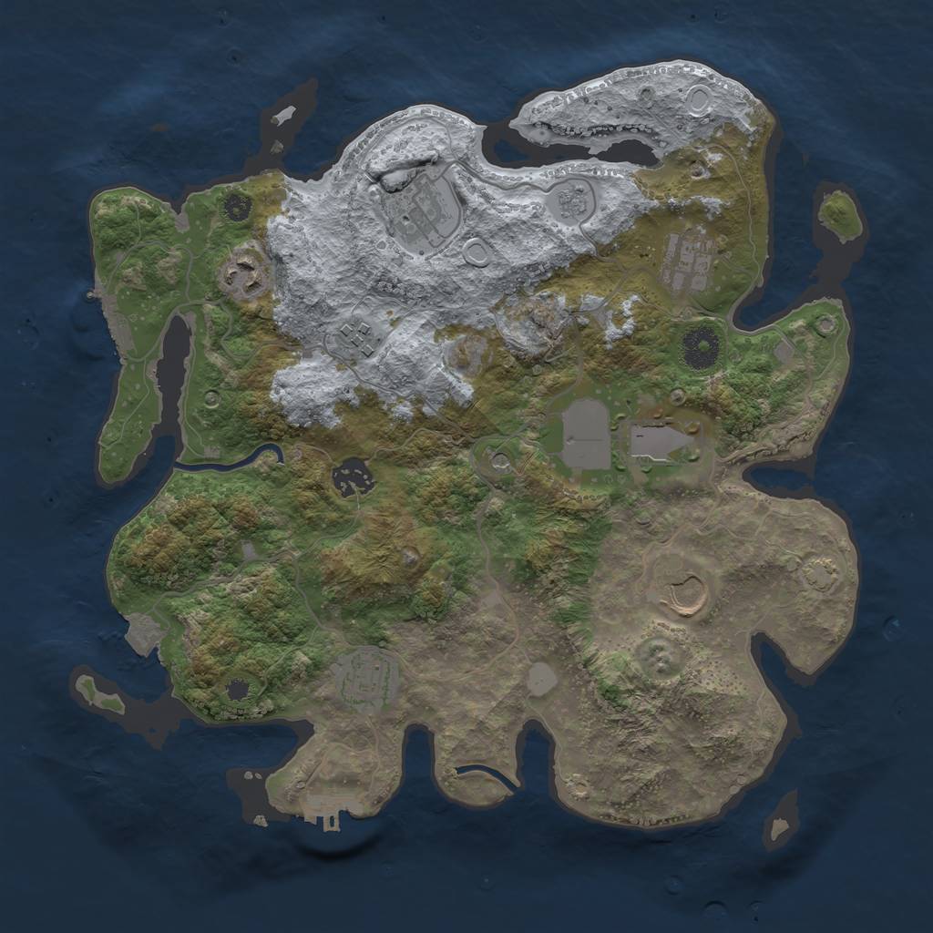Rust Map: Procedural Map, Size: 3500, Seed: 787267945, 16 Monuments
