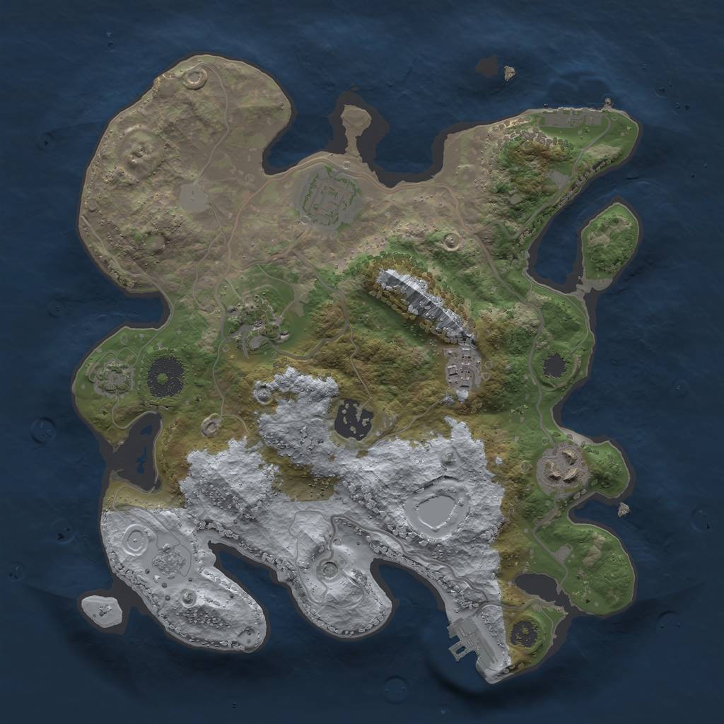 Rust Map: Procedural Map, Size: 2777, Seed: 3124, 13 Monuments