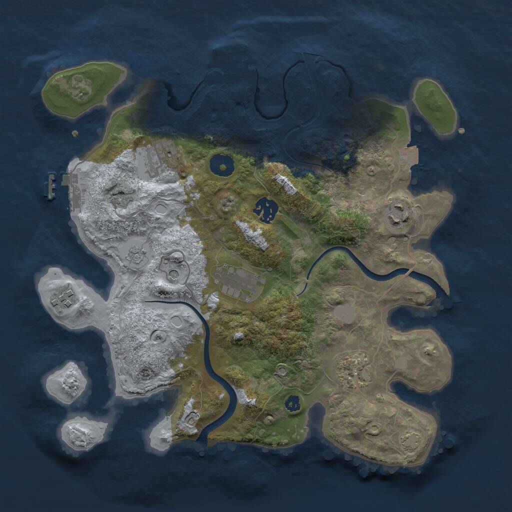 Rust Map: Procedural Map, Size: 3200, Seed: 88965030, 12 Monuments