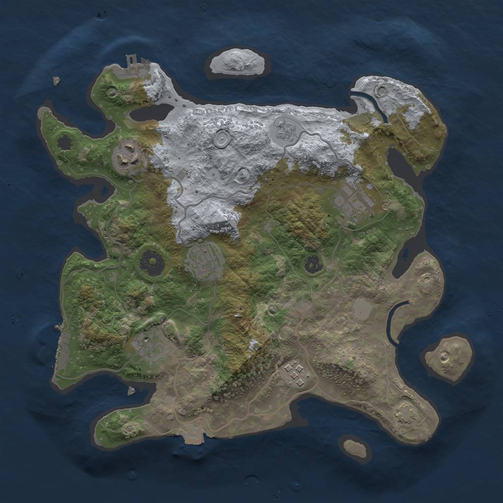 Rust Map: Procedural Map, Size: 3000, Seed: 2066714839, 12 Monuments