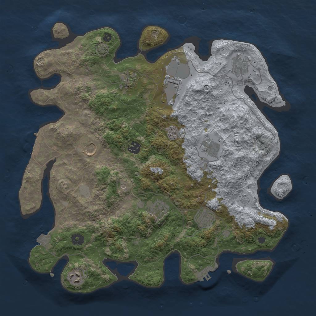 Rust Map: Procedural Map, Size: 3750, Seed: 320241, 18 Monuments
