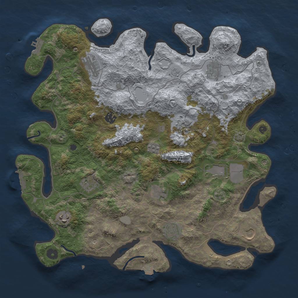 Rust Map: Procedural Map, Size: 4000, Seed: 977365829, 19 Monuments