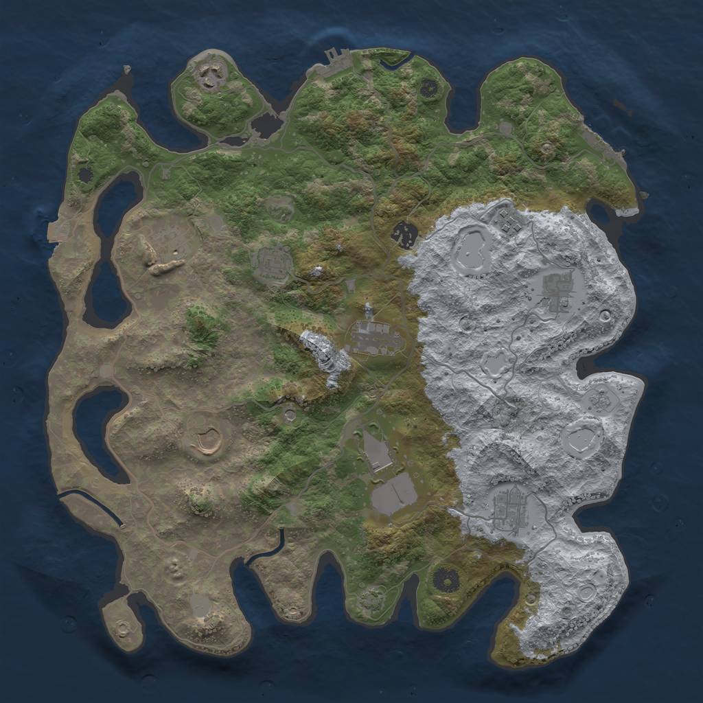 Rust Map: Procedural Map, Size: 4000, Seed: 2069020656, 18 Monuments