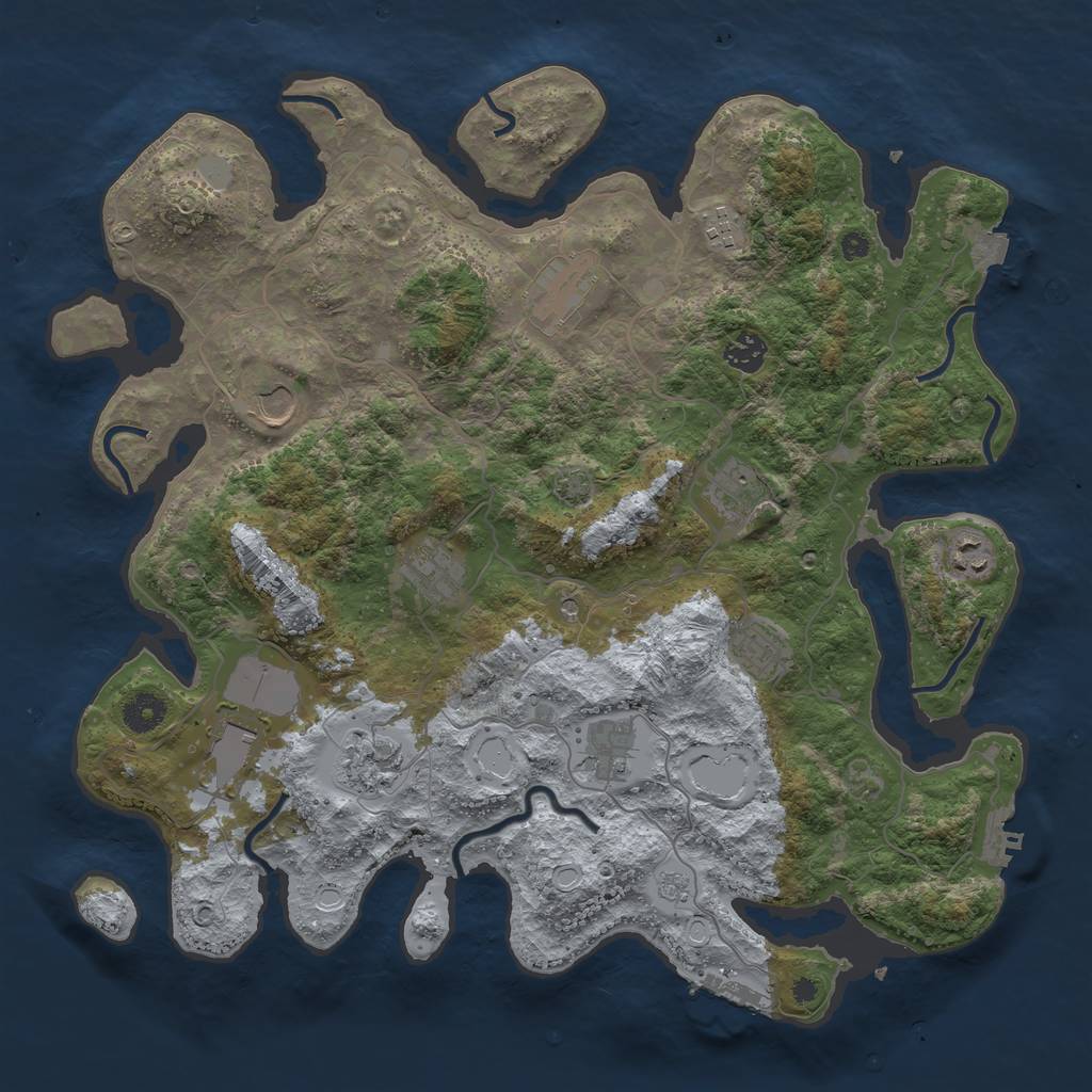 Rust Map: Procedural Map, Size: 4000, Seed: 136016083, 19 Monuments