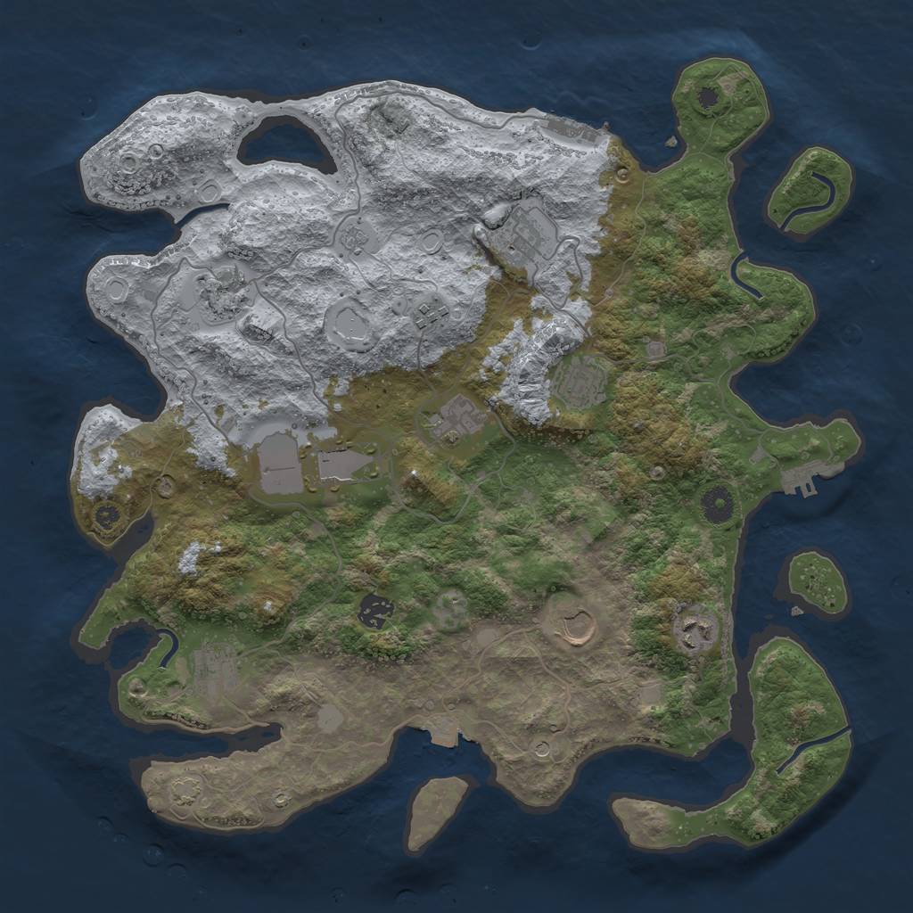 Rust Map: Procedural Map, Size: 3950, Seed: 523, 18 Monuments