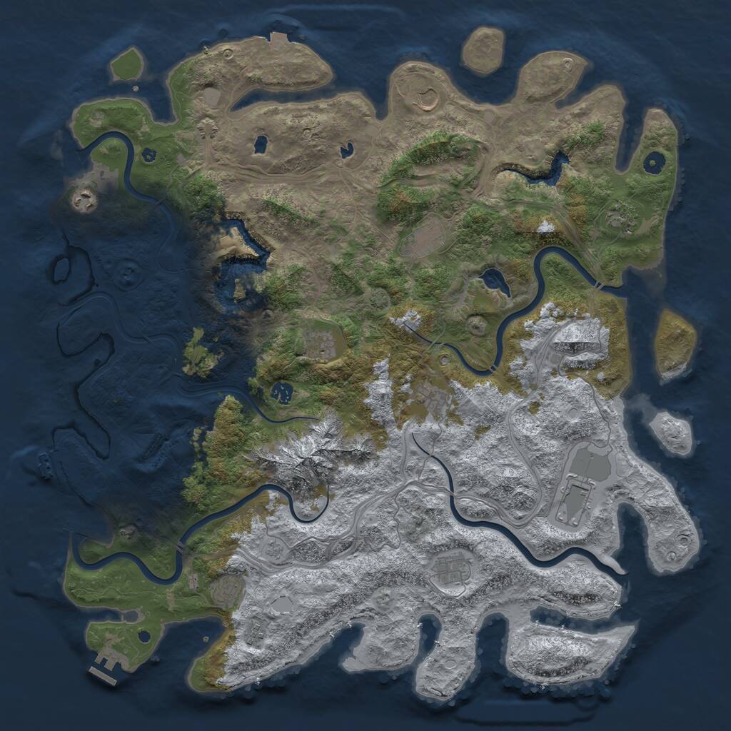 Rust Map: Procedural Map, Size: 5000, Seed: 925681, 17 Monuments