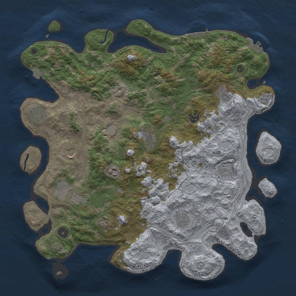 Rust Map: Procedural Map, Size: 4250, Seed: 496074600, 19 Monuments