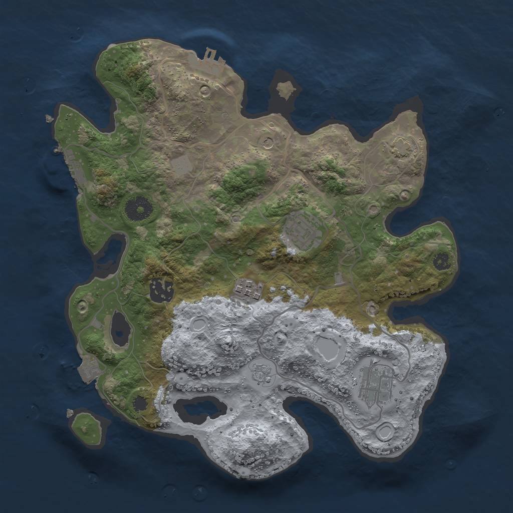 Rust Map: Procedural Map, Size: 3000, Seed: 1500000, 12 Monuments