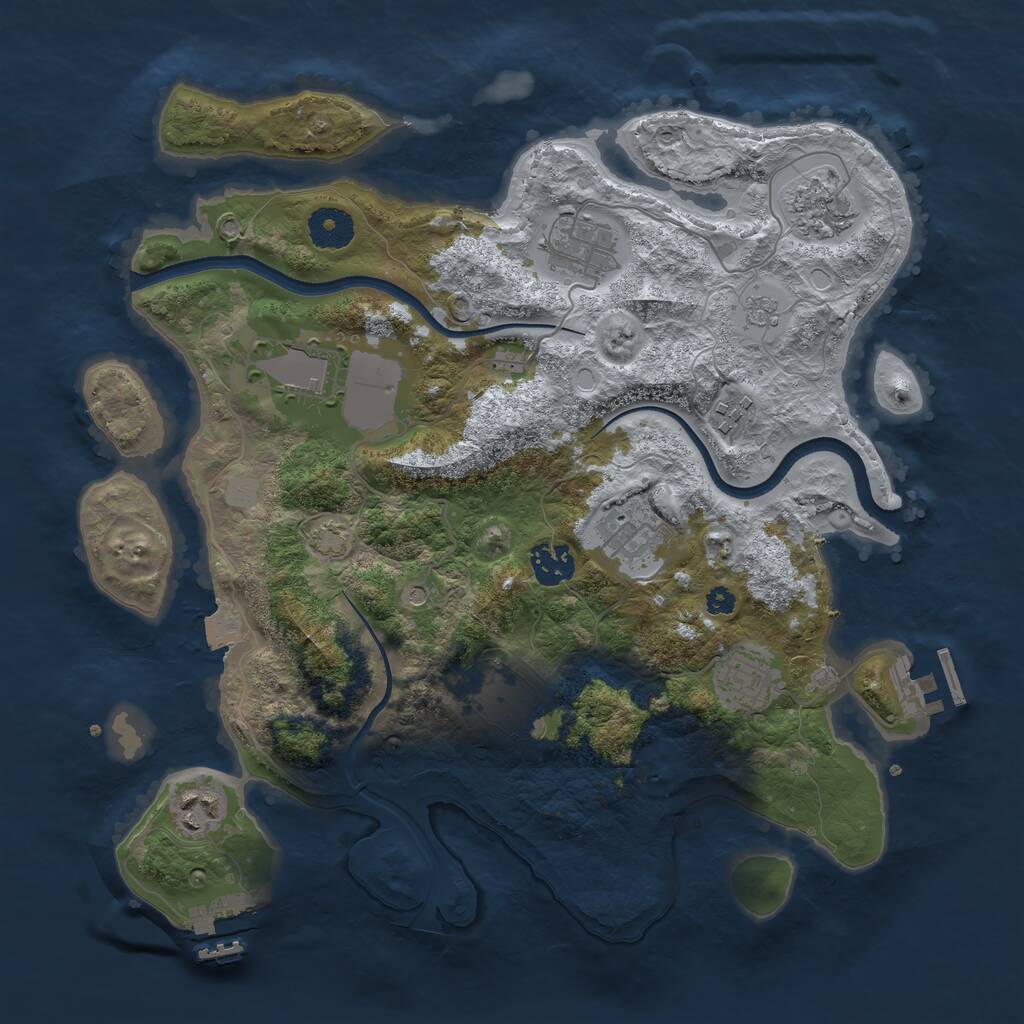 Rust Map: Procedural Map, Size: 3500, Seed: 945656774, 15 Monuments