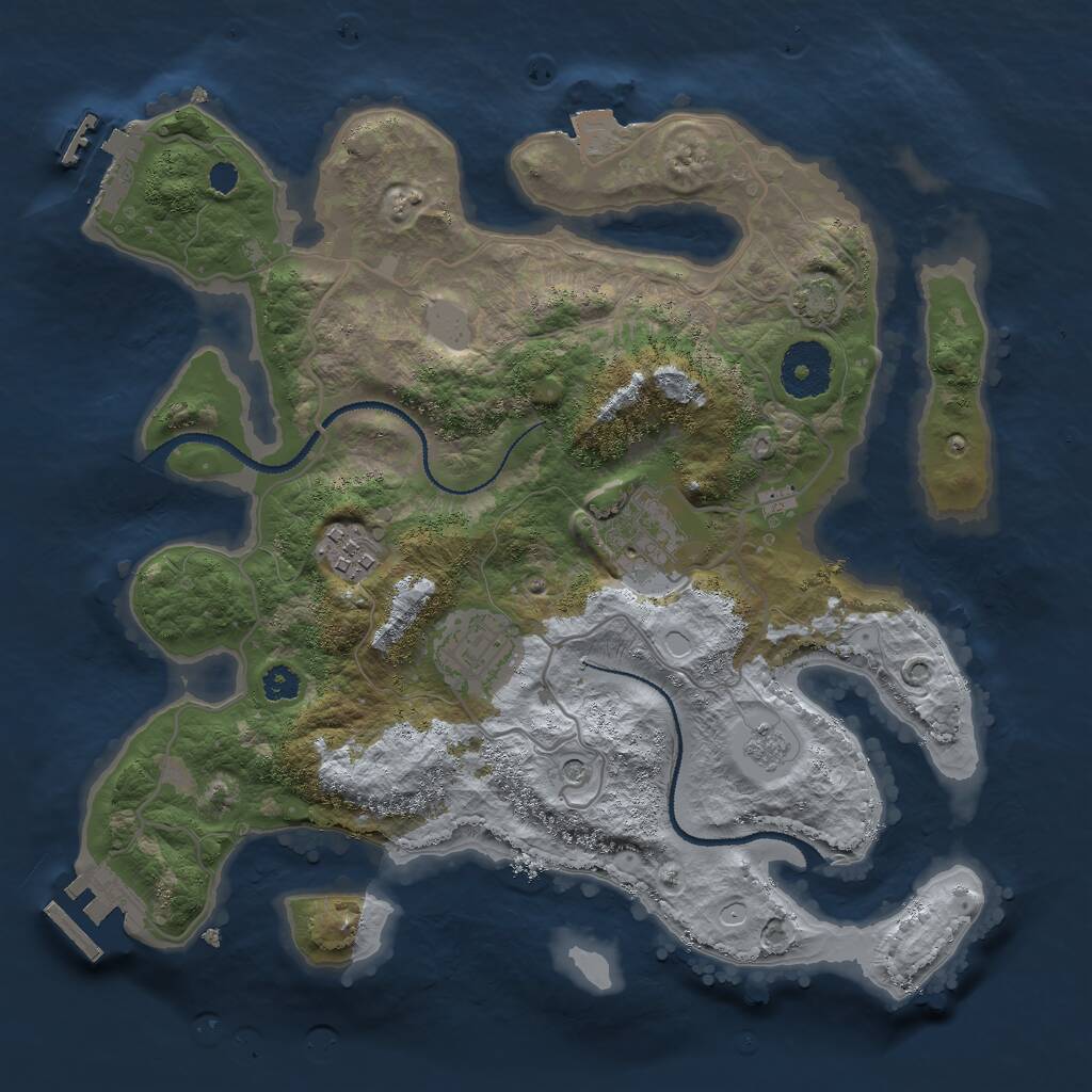 Rust Map: Procedural Map, Size: 3000, Seed: 71257888, 9 Monuments