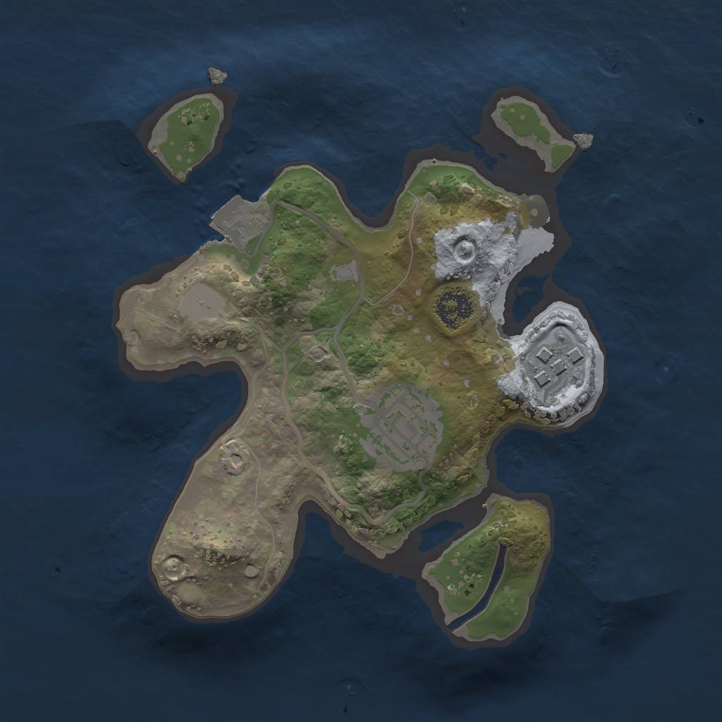 Rust Map: Procedural Map, Size: 2000, Seed: 724267230, 5 Monuments