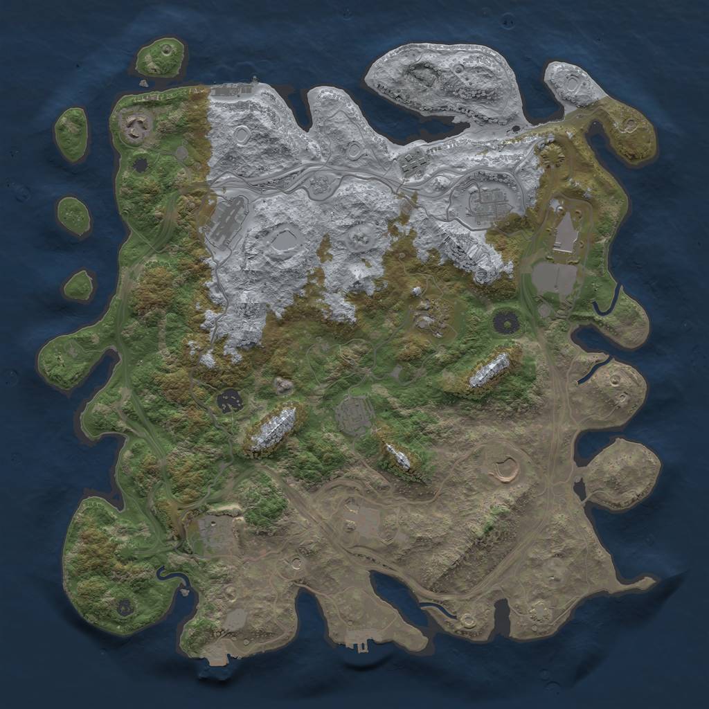 Rust Map: Procedural Map, Size: 4250, Seed: 1099225080, 19 Monuments