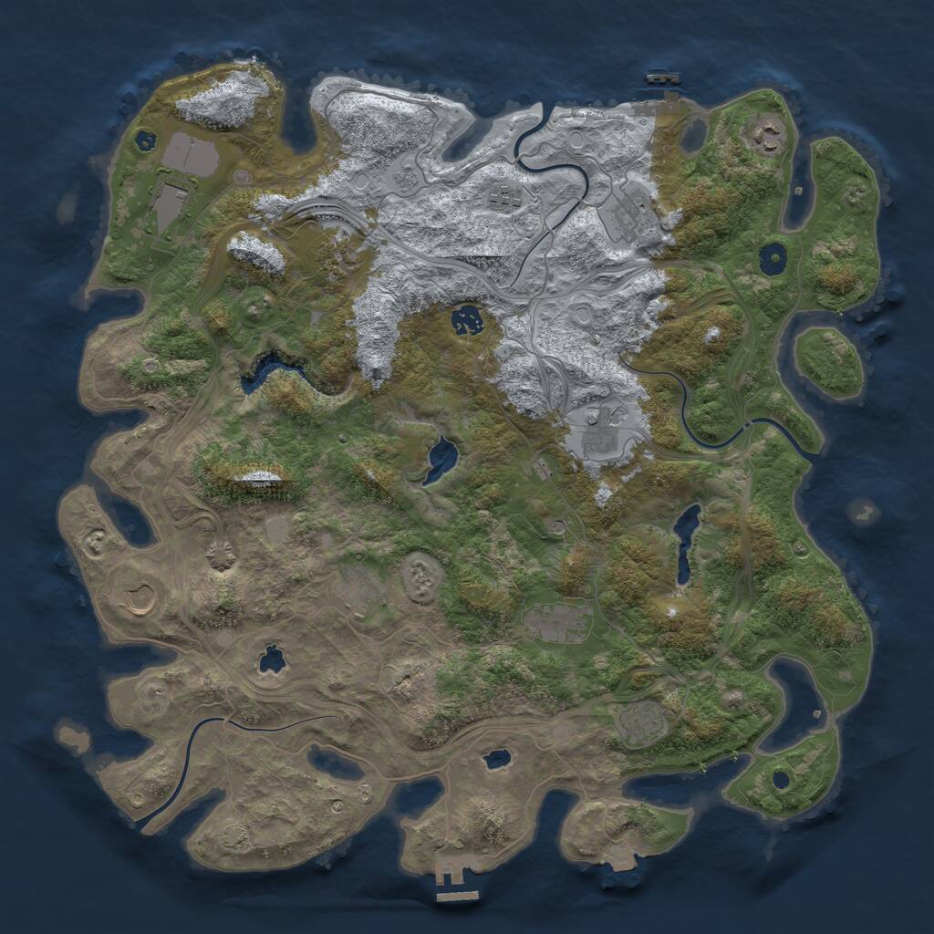 Rust Map: Procedural Map, Size: 4500, Seed: 180598052, 17 Monuments