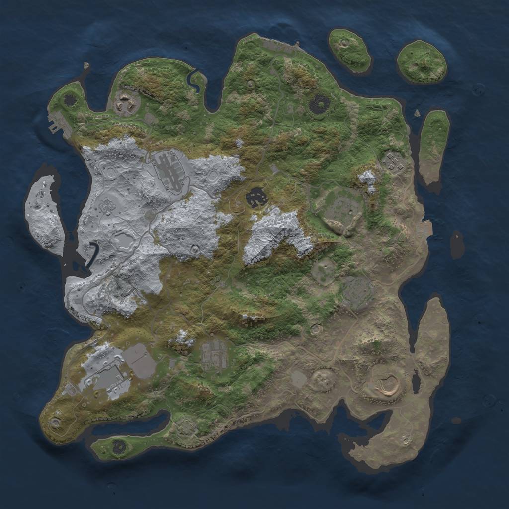 Rust Map: Procedural Map, Size: 3750, Seed: 64191600, 16 Monuments