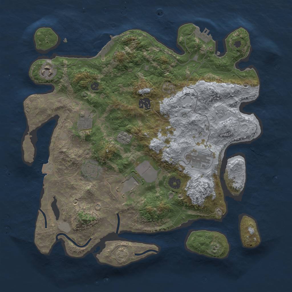 Rust Map: Procedural Map, Size: 3500, Seed: 68426, 15 Monuments