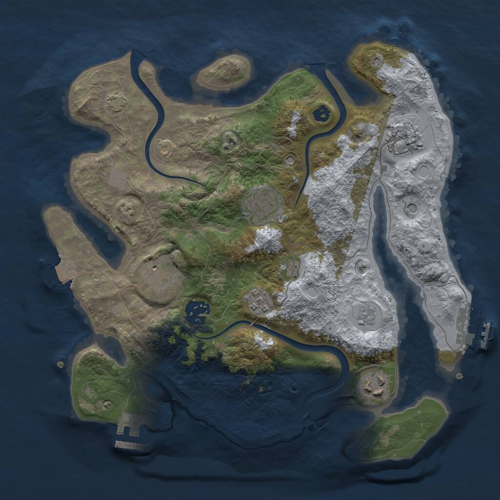 Rust Map: Procedural Map, Size: 3000, Seed: 277243358, 12 Monuments