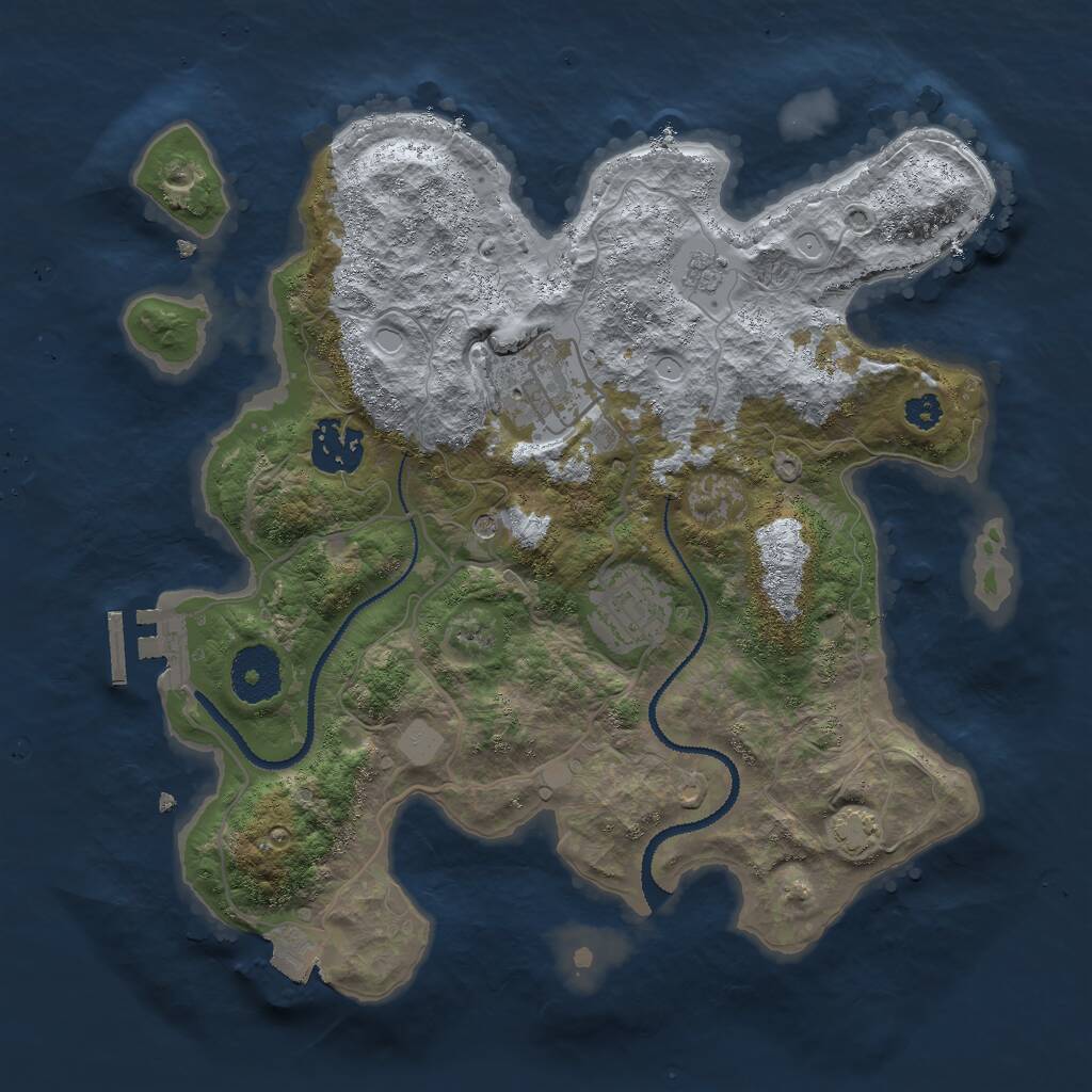 Rust Map: Procedural Map, Size: 3000, Seed: 25515, 8 Monuments