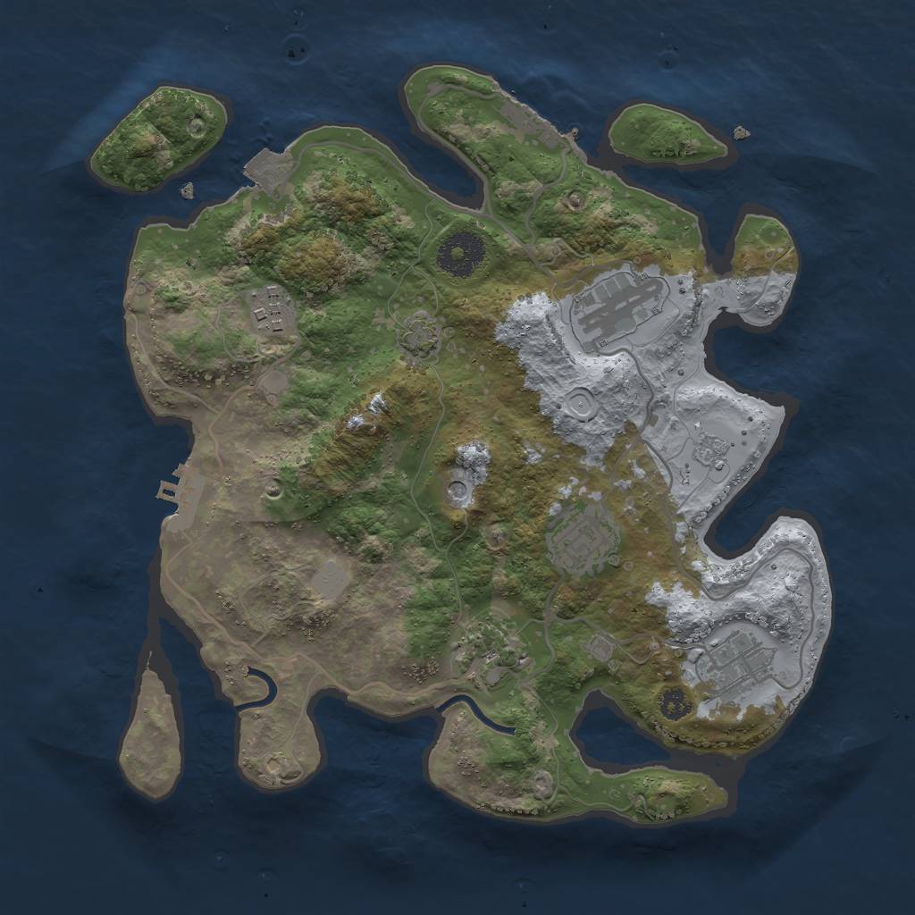 Rust Map: Procedural Map, Size: 3000, Seed: 7593426, 13 Monuments