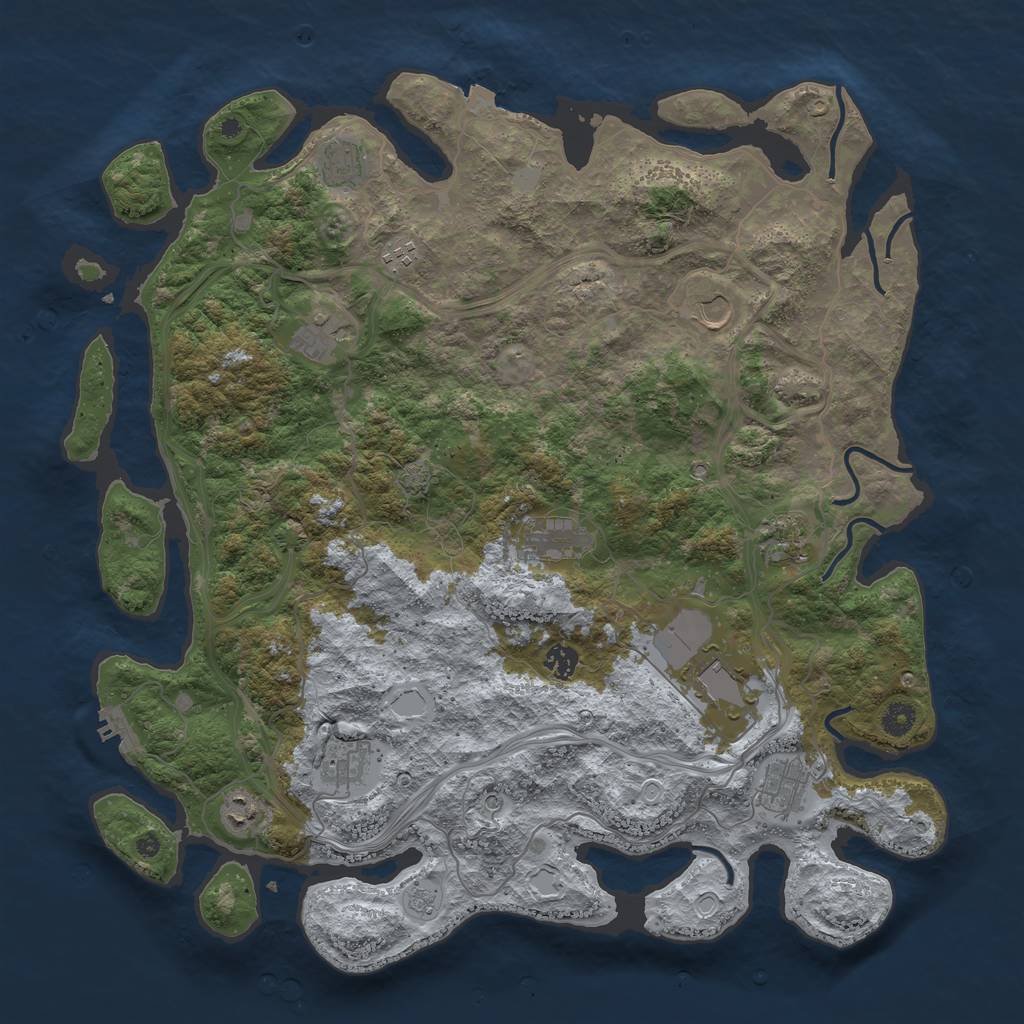 Rust Map: Procedural Map, Size: 4500, Seed: 2131819792, 18 Monuments