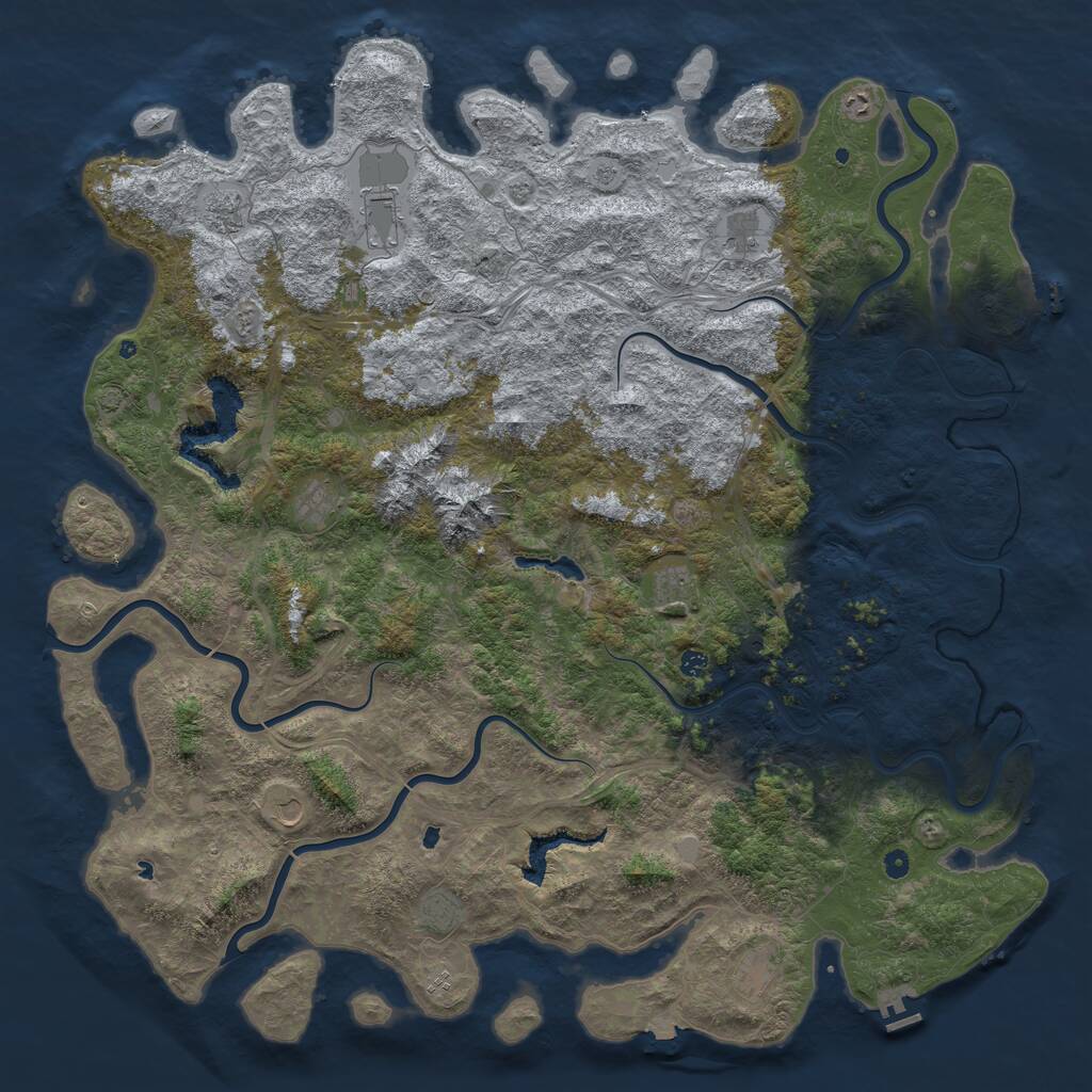 Rust Map: Procedural Map, Size: 6000, Seed: 994926582, 17 Monuments