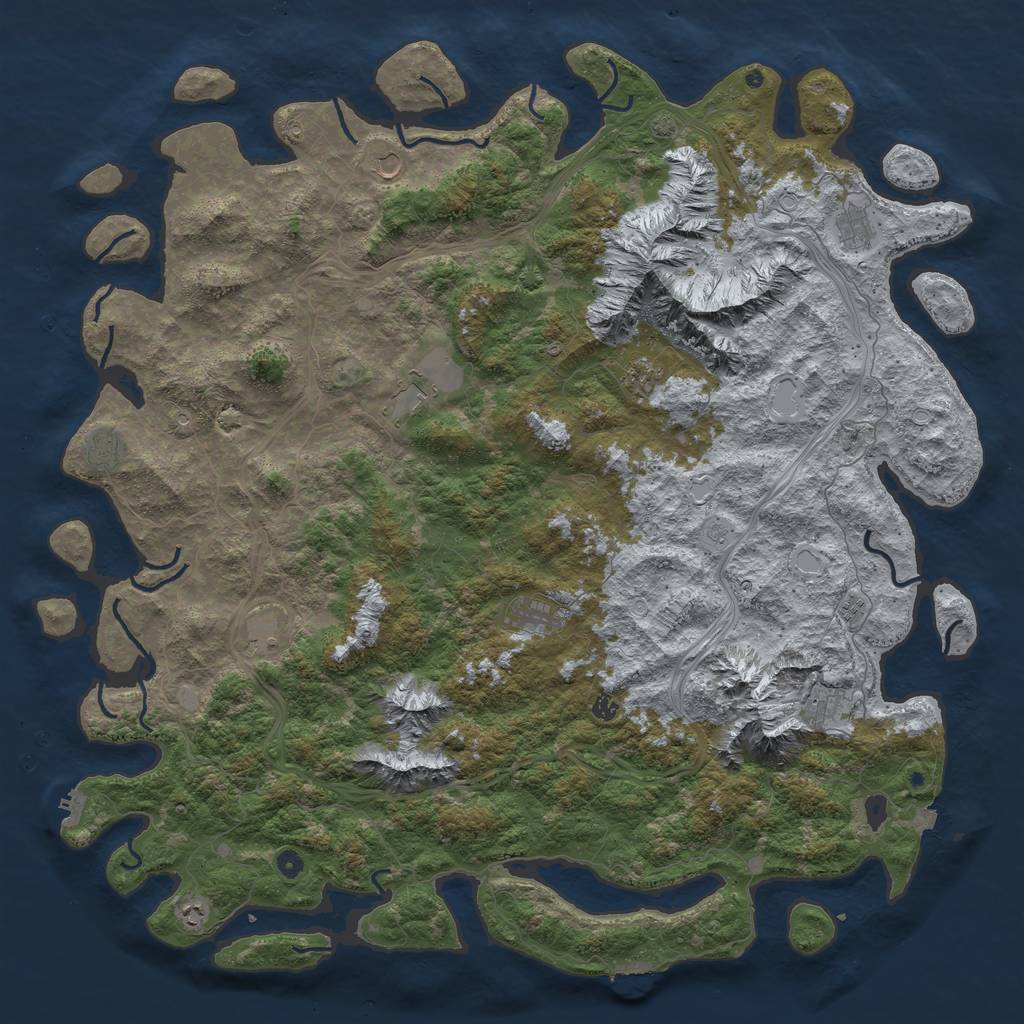 Rust Map: Procedural Map, Size: 6000, Seed: 726942402, 19 Monuments