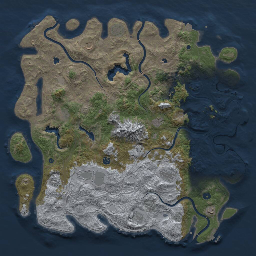 Rust Map: Procedural Map, Size: 5000, Seed: 1081860499, 17 Monuments