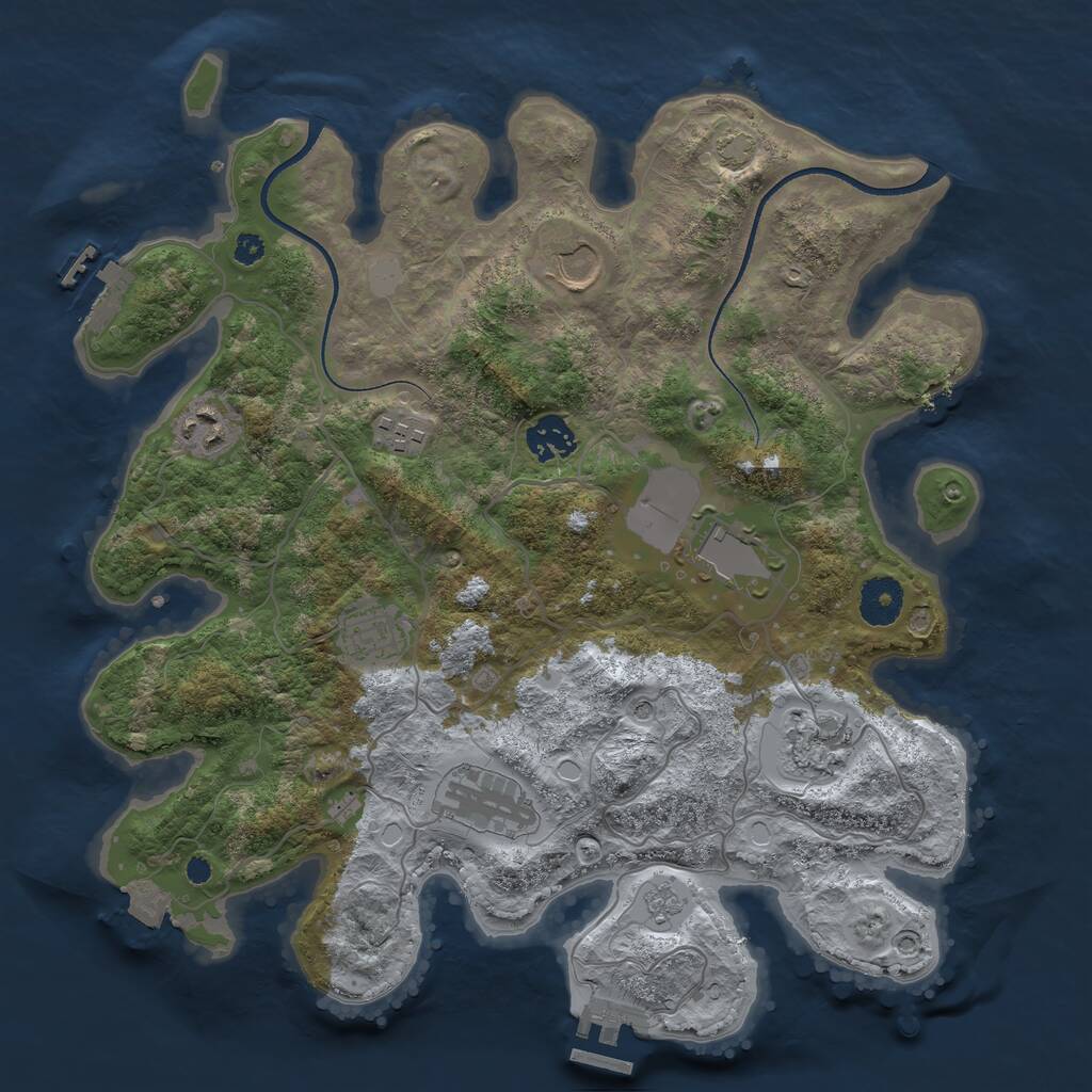 Rust Map: Procedural Map, Size: 3500, Seed: 452799567, 14 Monuments