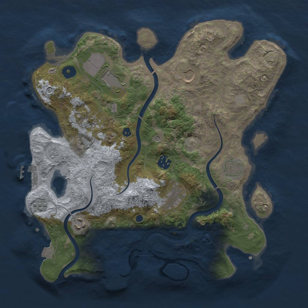 Rust Map: Procedural Map, Size: 3500, Seed: 1168923411, 14 Monuments