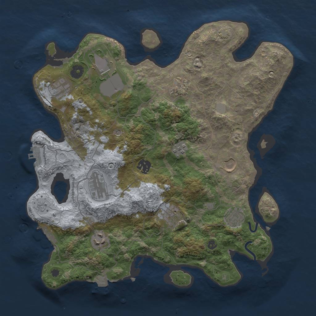 Rust Map: Procedural Map, Size: 3500, Seed: 1168923411, 18 Monuments