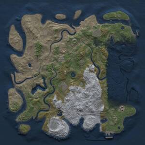 Thumbnail Rust Map: Procedural Map, Size: 4300, Seed: 69669, 14 Monuments