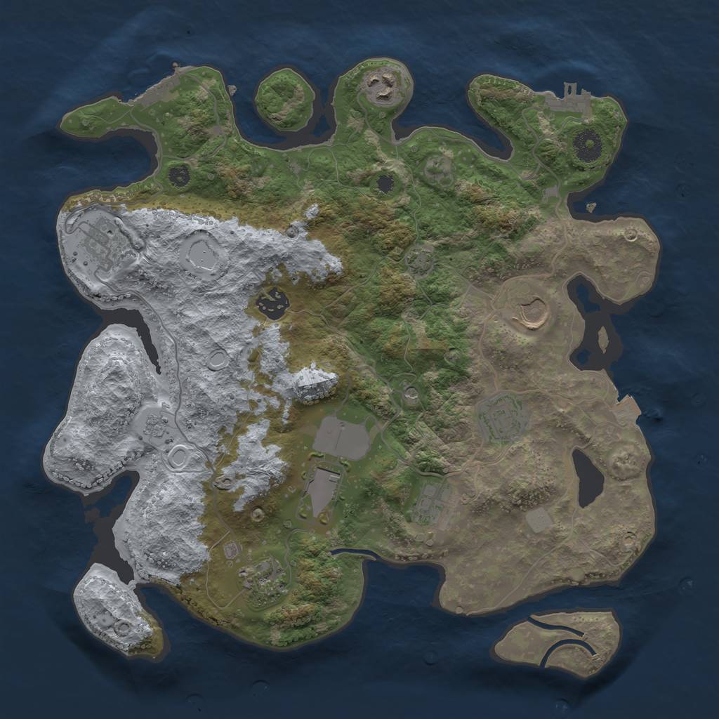 Rust Map: Procedural Map, Size: 3500, Seed: 720601618, 16 Monuments