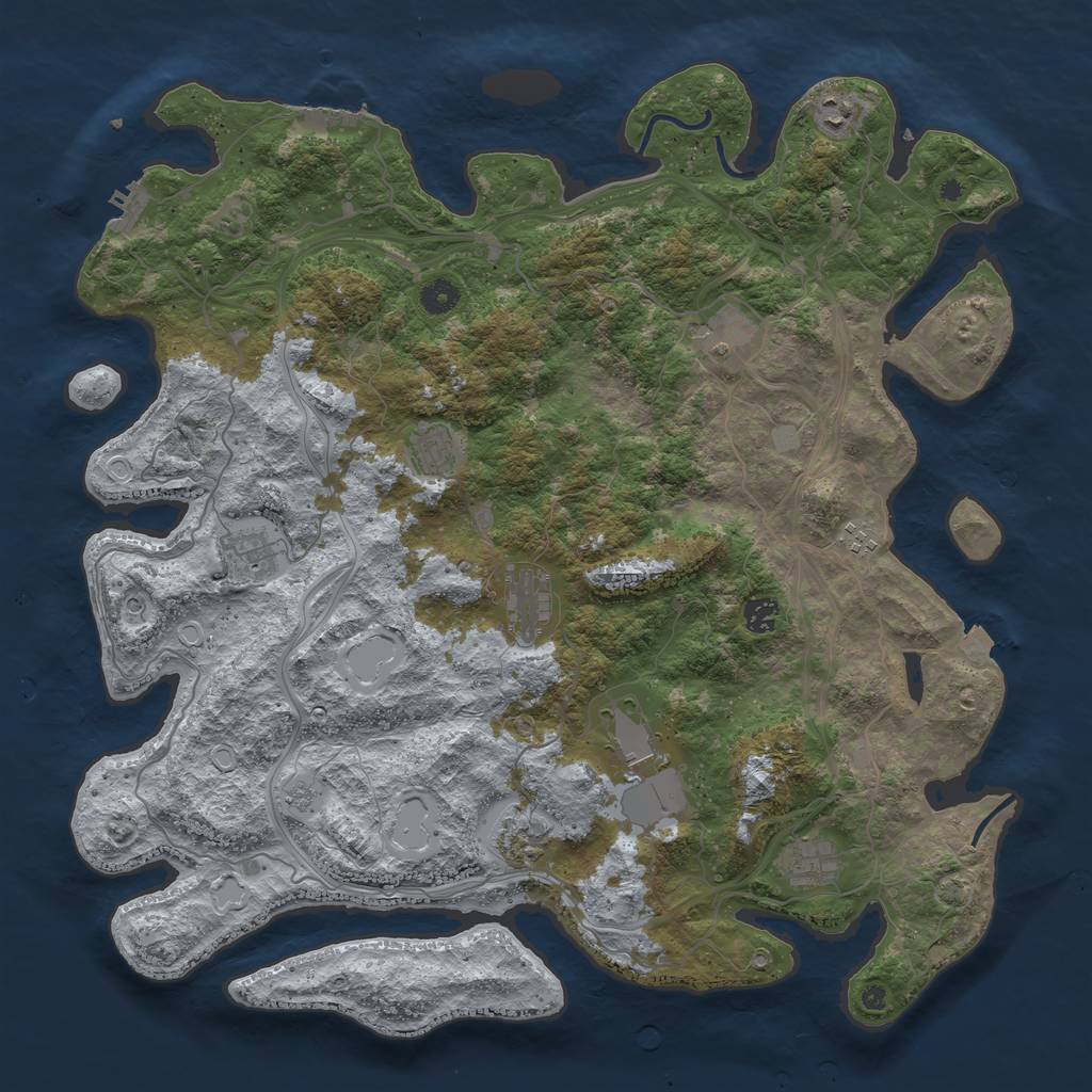 Rust Map: Procedural Map, Size: 4500, Seed: 614653417, 18 Monuments