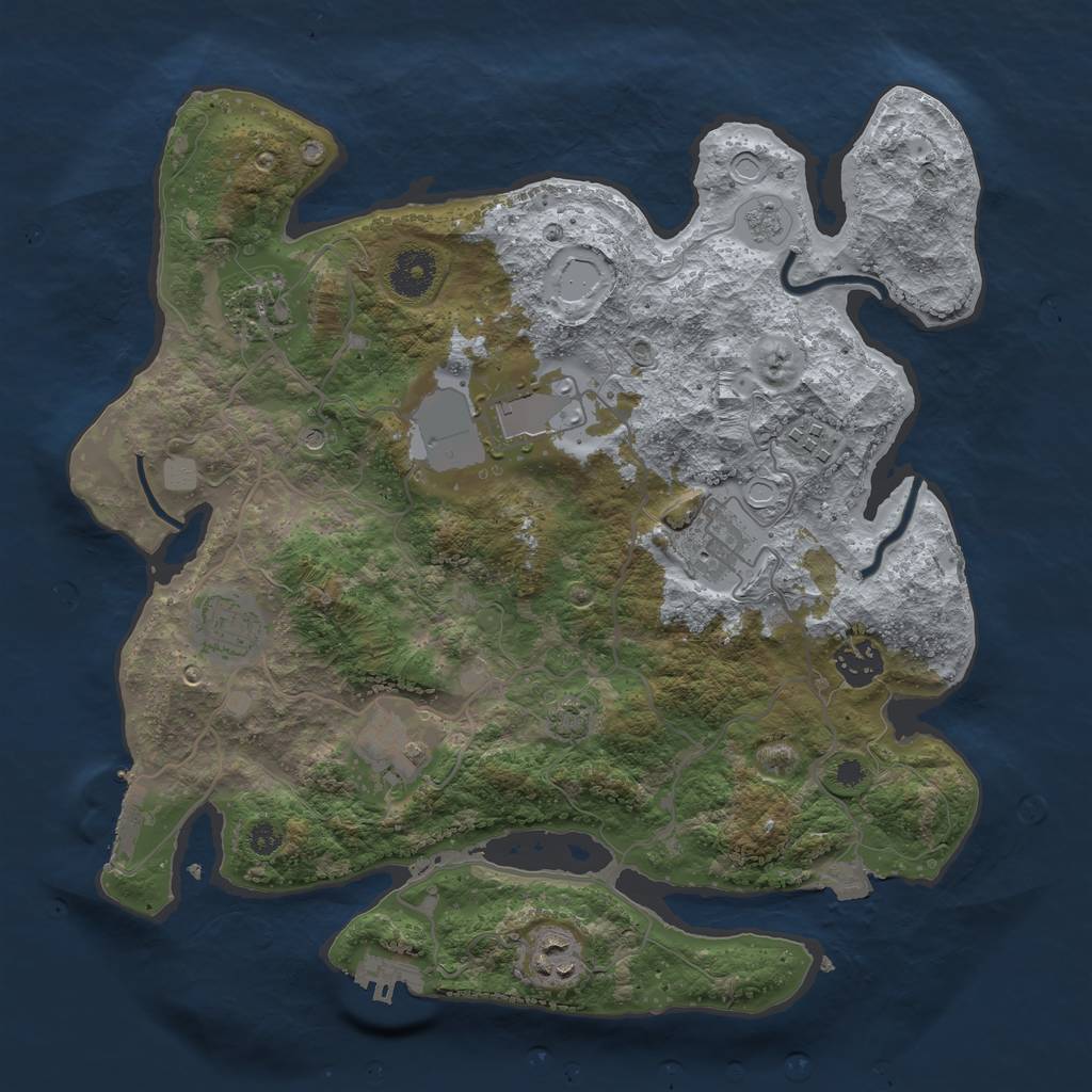 Rust Map: Procedural Map, Size: 3500, Seed: 63502984, 16 Monuments