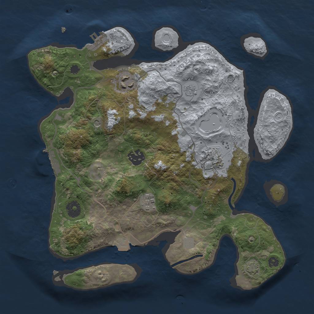 Rust Map: Procedural Map, Size: 3000, Seed: 30063, 12 Monuments