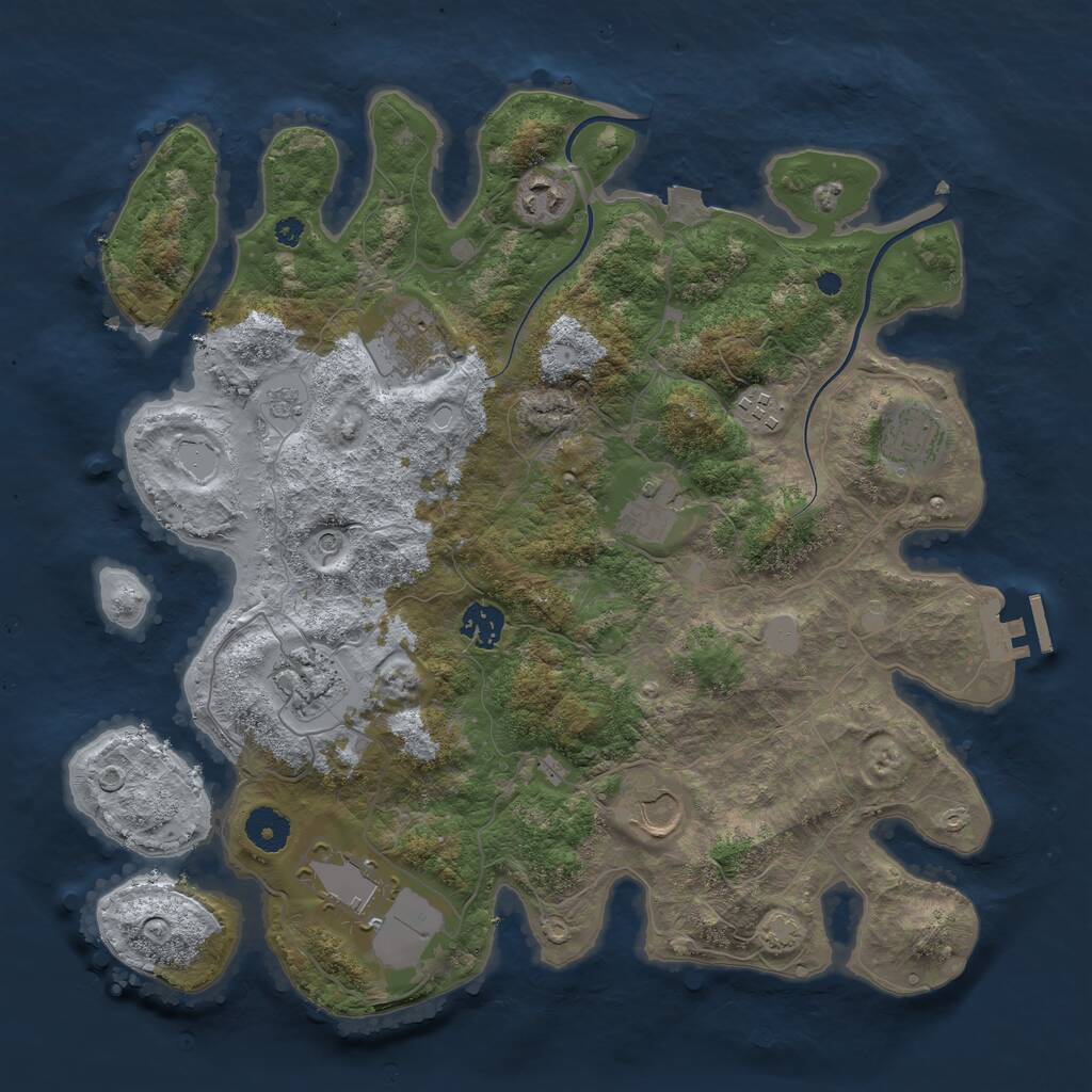Rust Map: Procedural Map, Size: 3740, Seed: 12345, 14 Monuments