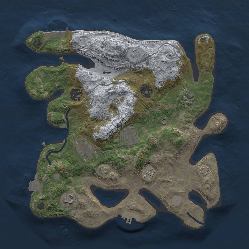 Rust Map: Procedural Map, Size: 3000, Seed: 1988580452, 14 Monuments