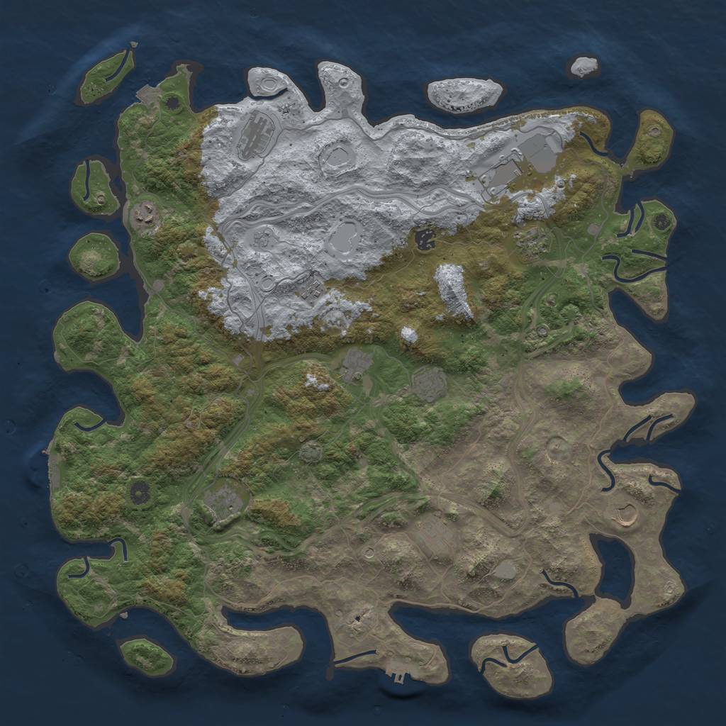Rust Map: Procedural Map, Size: 4900, Seed: 535428075, 19 Monuments