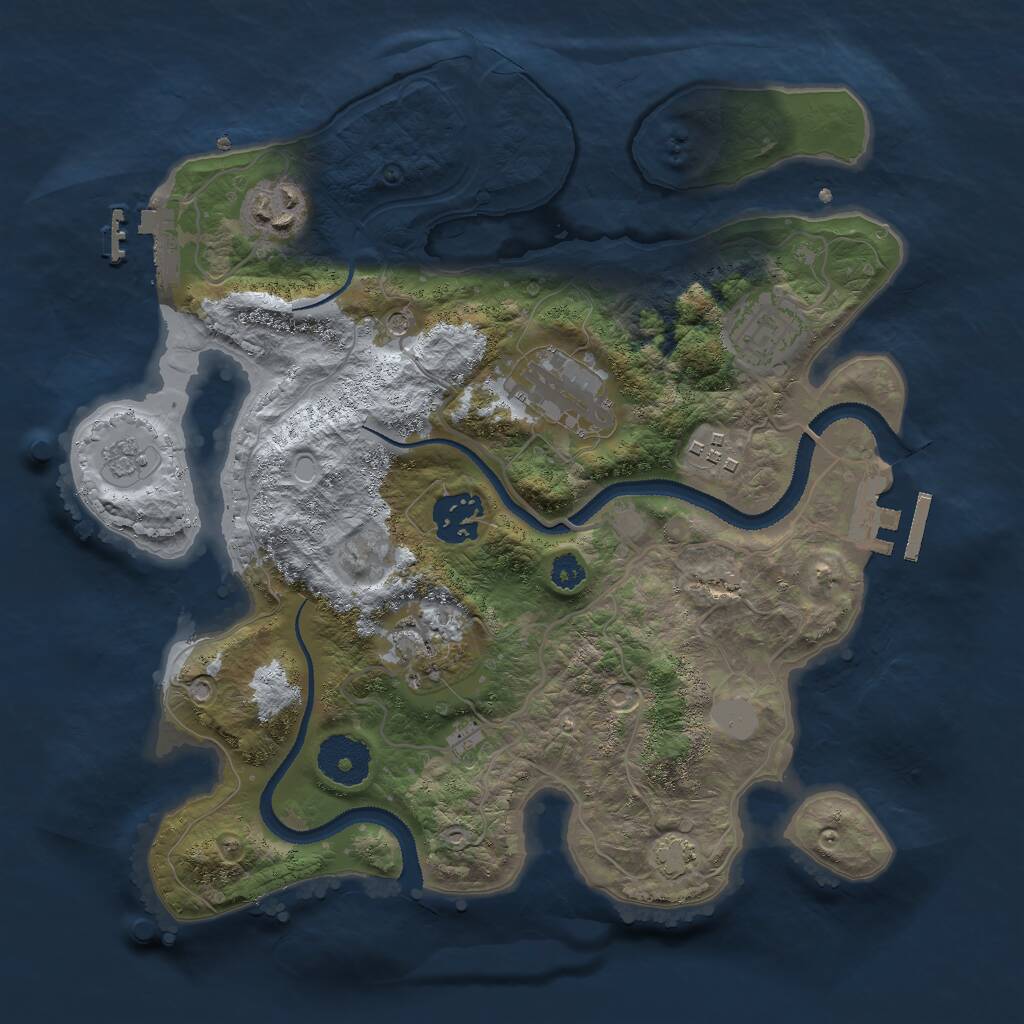 Rust Map: Procedural Map, Size: 3000, Seed: 7605981, 12 Monuments