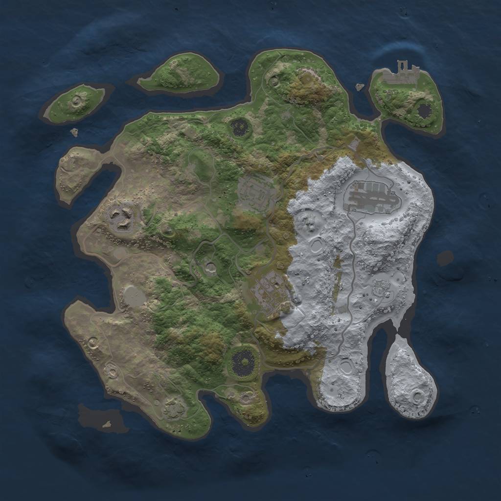 Rust Map: Procedural Map, Size: 3000, Seed: 387350853, 11 Monuments