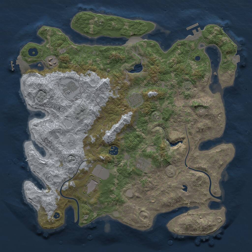 Rust Map: Procedural Map, Size: 4000, Seed: 1400157653, 13 Monuments