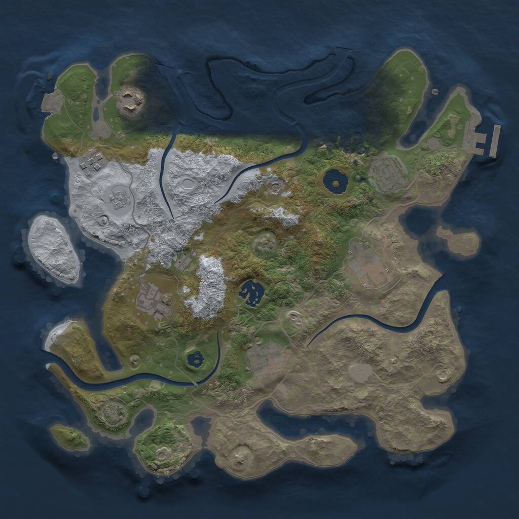 Rust Map: Procedural Map, Size: 3200, Seed: 1234567, 12 Monuments