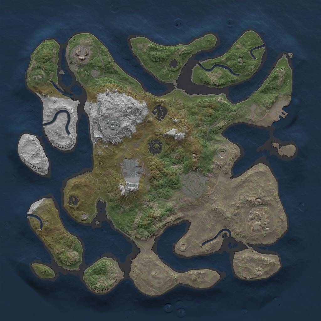 Rust Map: Procedural Map, Size: 3200, Seed: 1234567, 10 Monuments