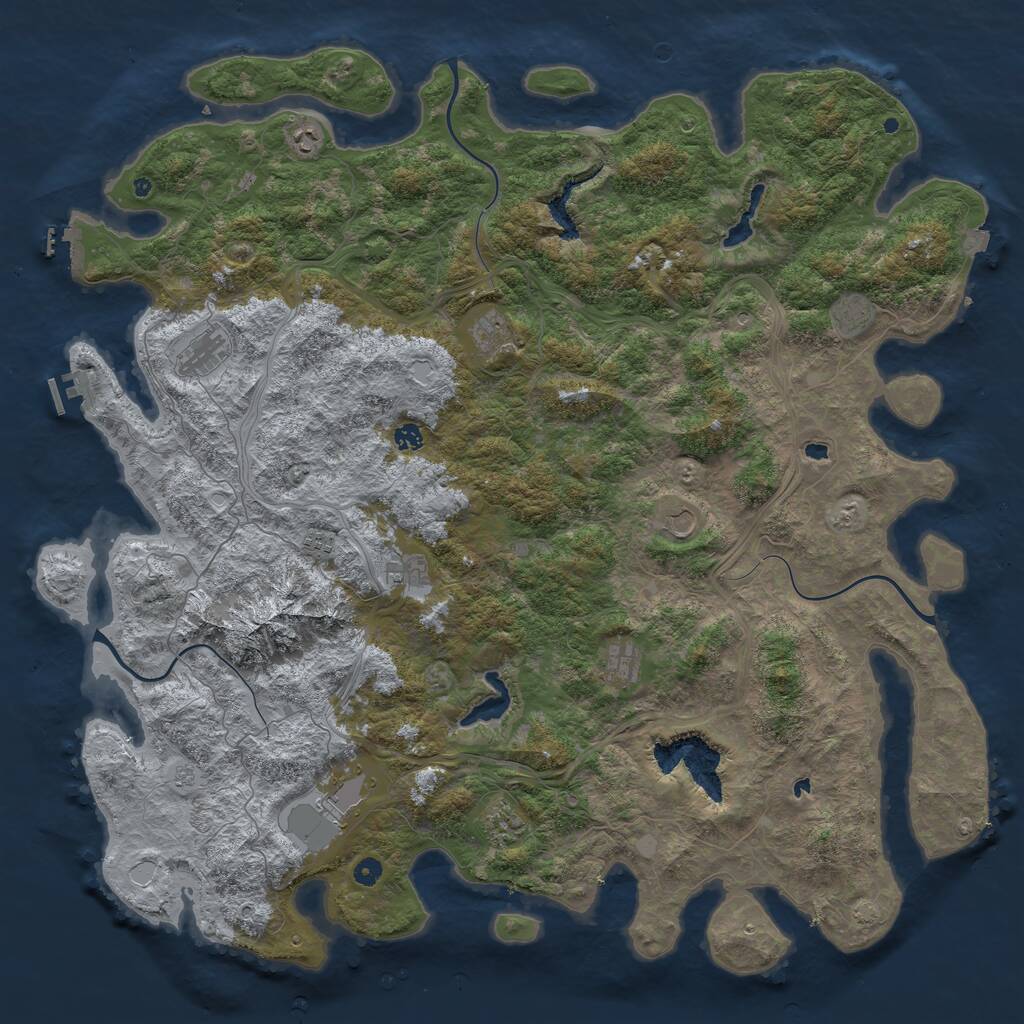 Rust Map: Procedural Map, Size: 5500, Seed: 23456, 17 Monuments