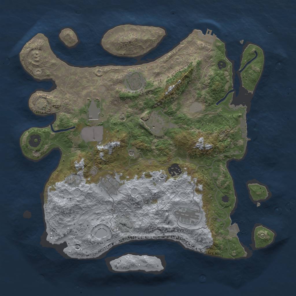 Rust Map: Procedural Map, Size: 3500, Seed: 1787278463, 14 Monuments