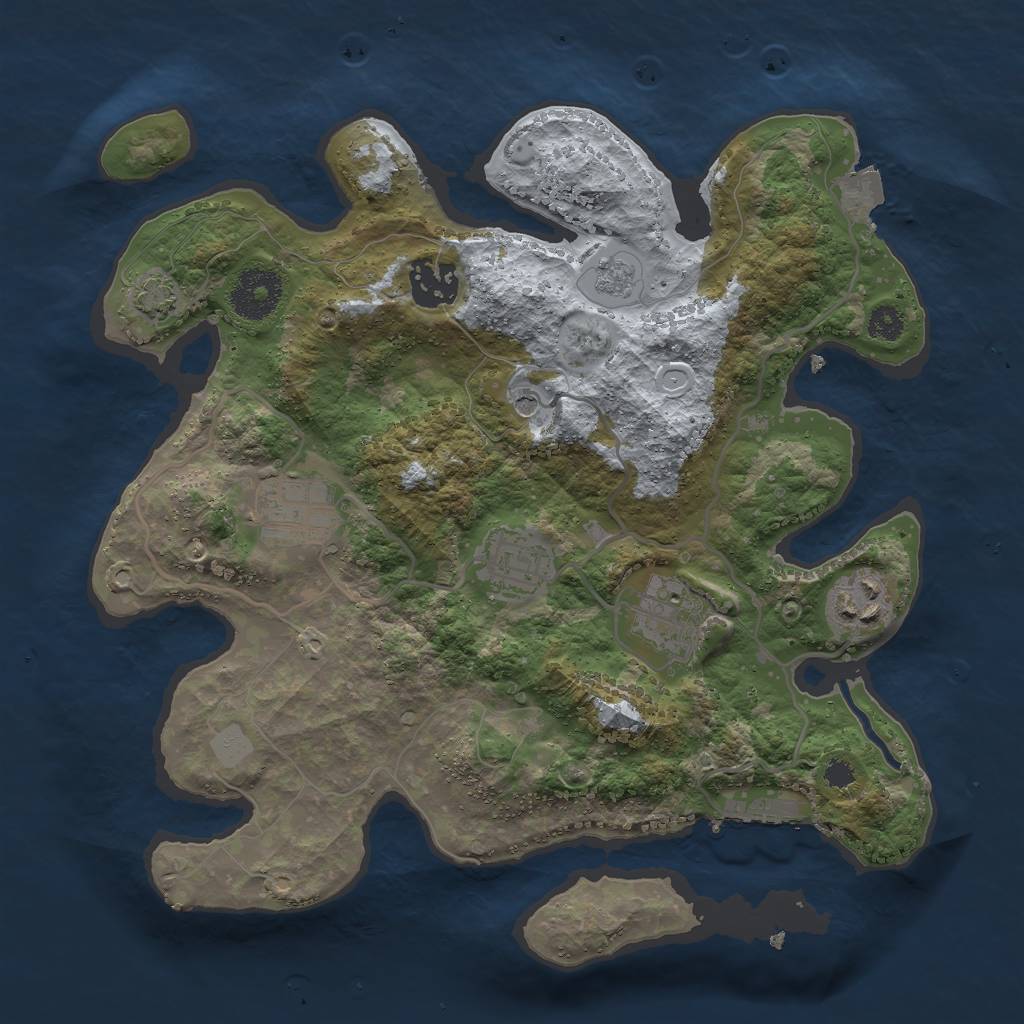 Rust Map: Procedural Map, Size: 3000, Seed: 584347405, 12 Monuments
