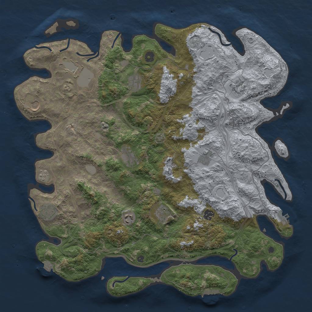 Rust Map: Procedural Map, Size: 4500, Seed: 306280588, 19 Monuments